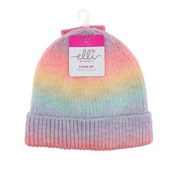 Elli by Capelli M/L Ombre Cuffed Beanie & Magic Glove 2- Piece Set - Picture 9 of 11